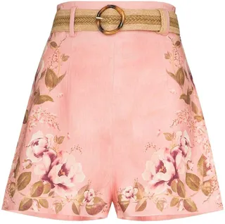 Rosa floral belted shorts