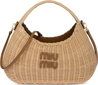 Miu Wander wicker tote bag