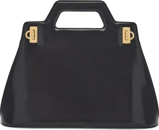 Top-Handle Leather Tote Bag