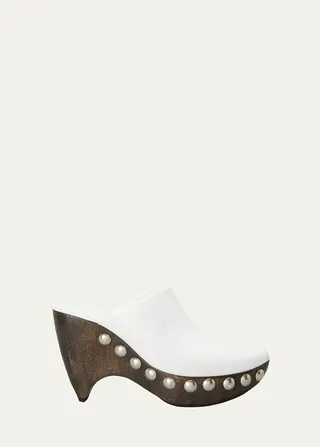 Le Sabot Wooden-Heel Leather Wedge Clogs