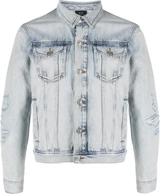 Distressed-Finish Denim Jacket
