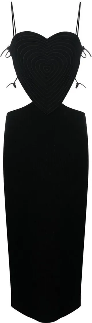 Love-Heart Motif Cut-Out Midi Dress