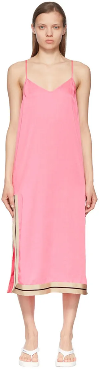 Palm Angels Pink Polyester Midi Dress