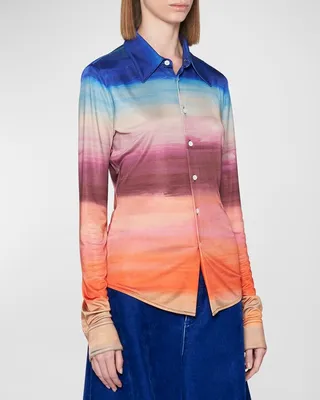 Dyed Ombre Button-Front Shirt
