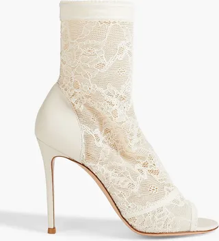 Missy leather-trimmed stretch-lace ankle boots