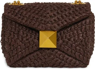 One Stud Woven Shoulder Bag