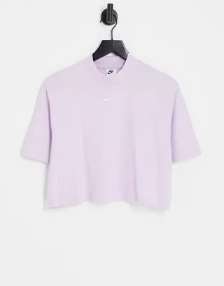 Nike Swoosh mock neck t-shirt in lilac