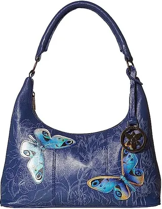 Anuschka Medium Top Zip Hobo 371 (Garden of Delights) Shoulder Handbags
