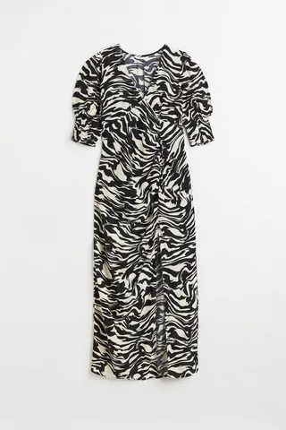 Puff-sleeved Crêped Dress