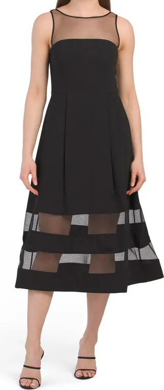 Sleeveless Midi Dress With Illusion Detail
