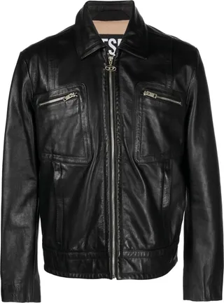 Plain Leather Biker Jacket