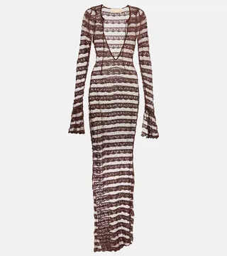 Semi-sheer lace maxi dress