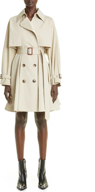 Belted A-Line Trench Coat
