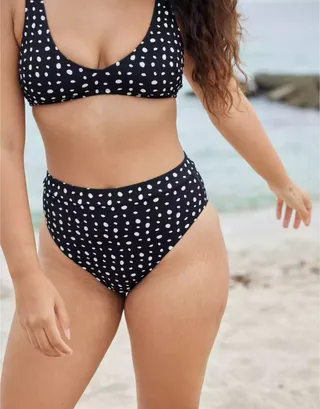 Aerie Ribbed High Cut Cheeky Bikini Bottom