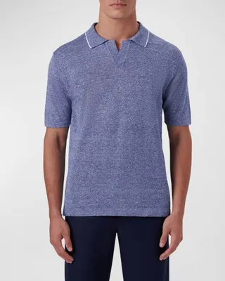 Men's Linen-Cotton Polo Sweater