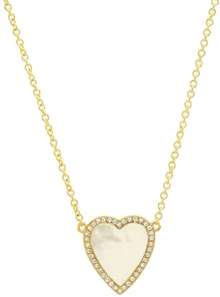 Mini Inlay Heart Necklace with Diamonds