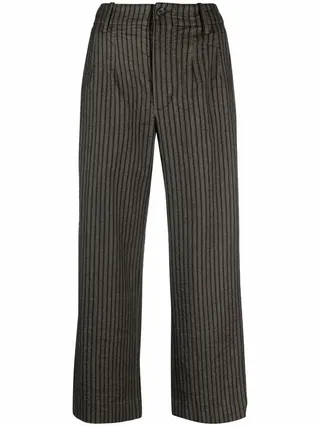 Cropped Pinstripe Tailored Trousers