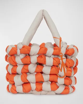 Knotted Puffy Nylon Tote Bag