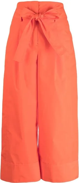 Pleat-Detail Belted Cropped Trousers