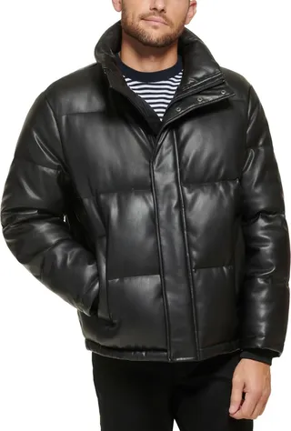 Calvin Klein Men's Faux Leather Classic Puffer Jacket