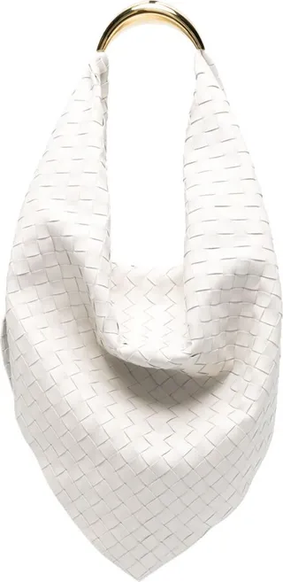 White Foulard Woven Leather Shoulder Bag