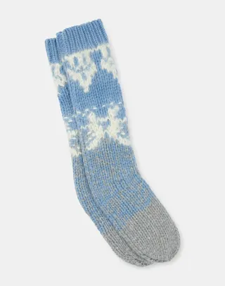 Responsible Cashmere Mohair Wool Hand Knit Fair Isle Socks