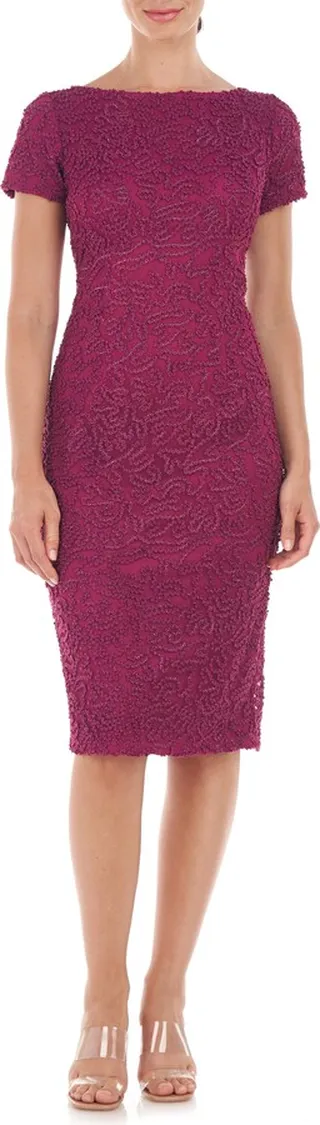 Melanie Metallic Embroidered Cocktail Midi Dress