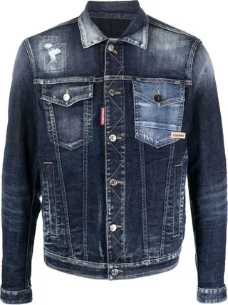 Washed-Effect Denim Jacket