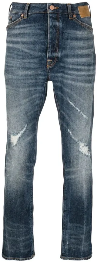 Embroidered Palm Distressed Jeans
