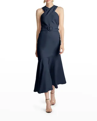 Naomi Halter Crepe Dress