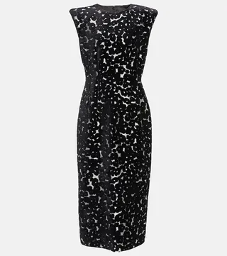 Dalian Bis leopard-print devore midi dress