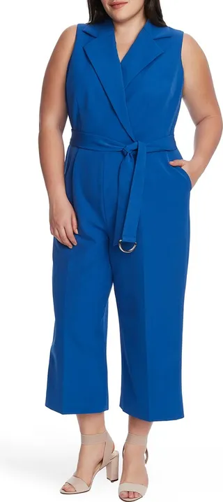 Sleeveless Cropped Jumpsuit (Plus Size)