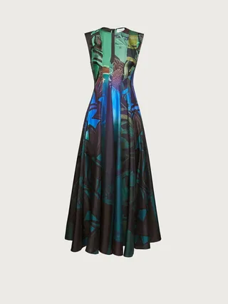 Ferragamo Women Hand-printed silk dress Multicolor