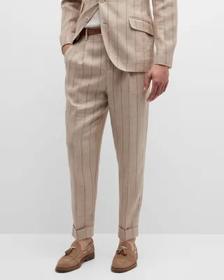 Men's Stripe Pleated Trousers