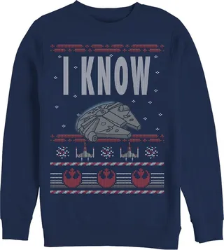 Men's Star Wars Christmas I Know Quote Sweatshirt - Navy Blue - X Large