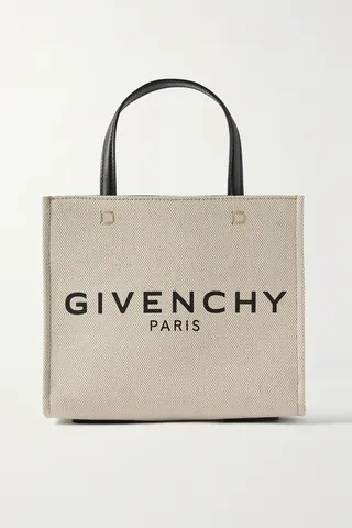 Givenchy - G-tote Mini Leather-trimmed Printed Cotton-canvas Tote - Neutrals