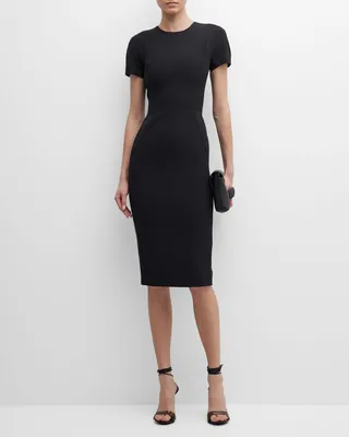 Two-Way Zip Sheath Midi Dress