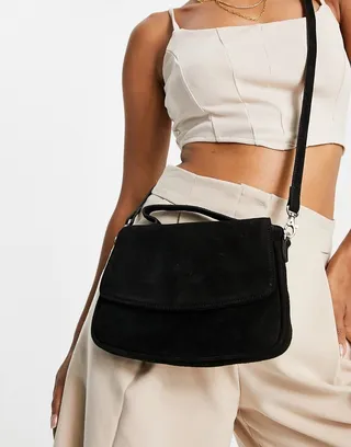 Urbancode suede flap over grab bag in black