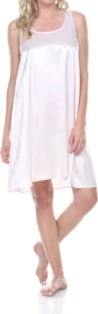 Jessica Satin Knee Length Gown With Pleated Back in Blush
