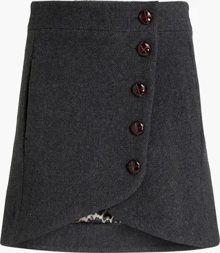 Mélange wool-blend felt mini skirt