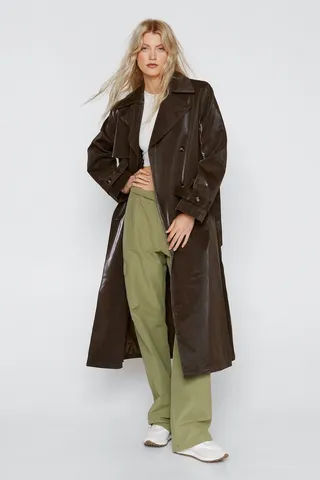 Nasty Gal Womens Vinyl Longline Trench Coat