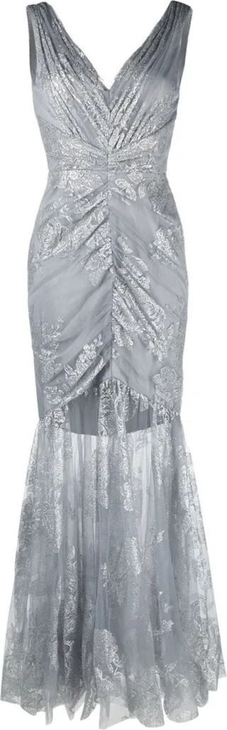 Ruched Lace Gown