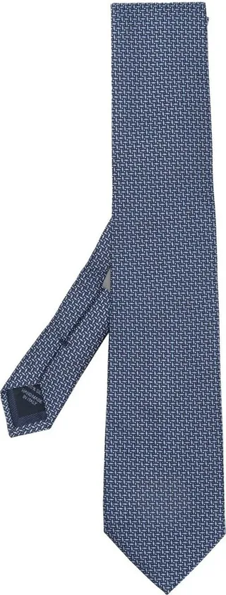 Geometric-Embroodery Silk Tie