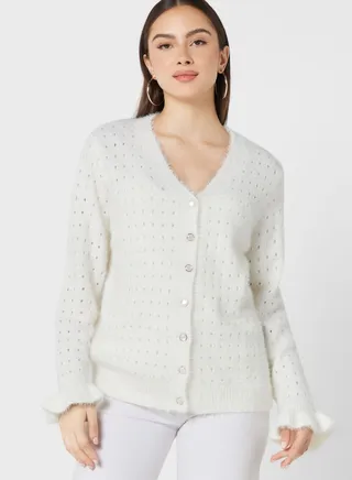 Pointelle Effect Cardigan