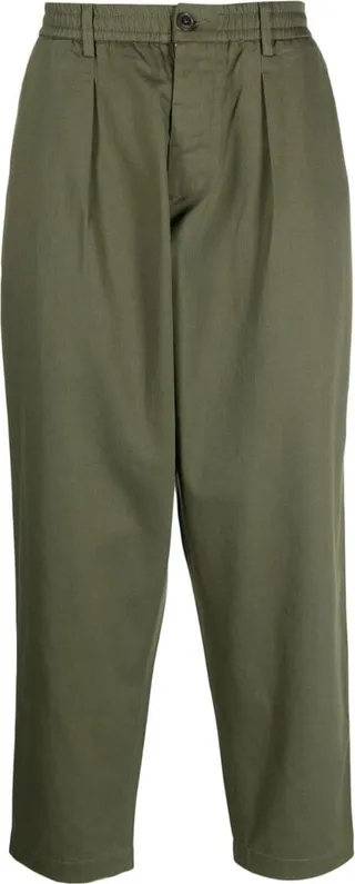 Elasticated-Waistband Tapered Trousers