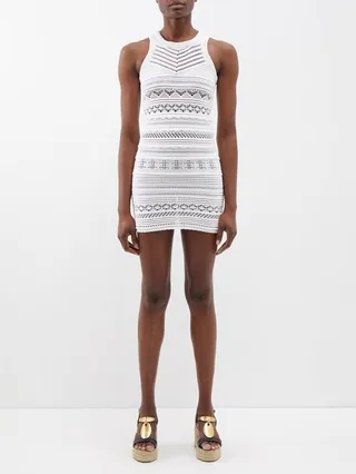 Ava Open-stitch Cotton-blend Mini Dress