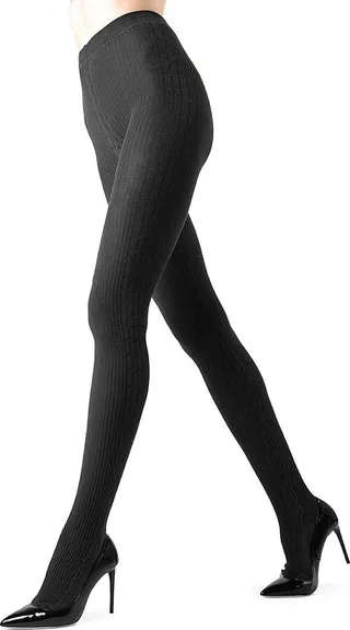 Side Cable-Knit Sweater Tights