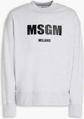 Mélange printed French cotton-terry sweatshirt