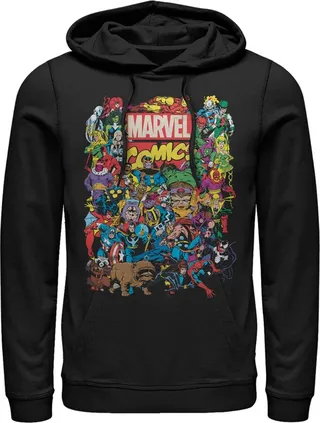 Men's Marvel Hero Epic Collage Pull Over Hoodie - Black - Small