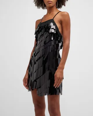 Beaded Sequin Fringe Mini Dress
